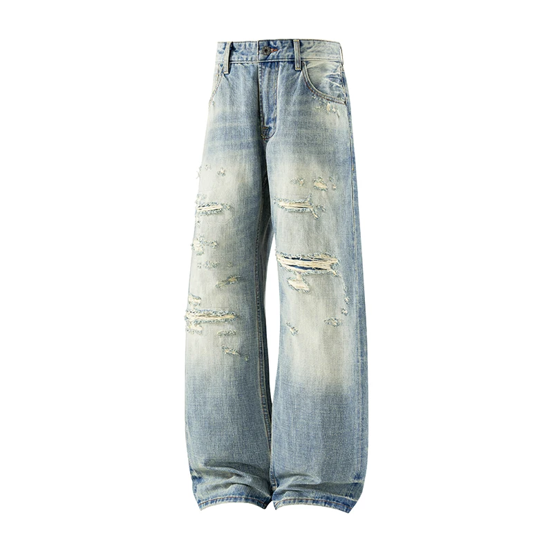 14.5oz 100% Cotton Washed Men's High-end Loose Straight-leg Pants American Retro Casual Ripped Hole Selvedge Denim Jeans Autumn
14.5oz 100% Cotton Washed Men's High-end Loose Straight-leg Pants American Retro Casual Ripped Hole Selvedge Denim Jeans Autumn