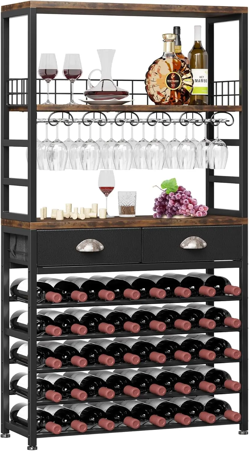 Wine Cabinet with Storage, Wine Rack Freestanding Floor, 6-Tier with Tabletop, Drawer and Wine Storage for Home Bars
Wine Cabinet with Storage, Wine Rack Freestanding Floor, 6-Tier with Tabletop, Drawer and Wine Storage for Home Bars