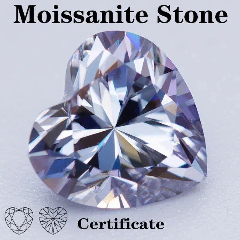 Moissanite Stone Lavender Color Heart Shape VVS1 with GRA Certificate Pass Diamond Tester Charms Top Jewelry Making Materials
Moissanite Stone Lavender Color Heart Shape VVS1 with GRA Certificate Pass Diamond Tester Charms Top Jewelry Making Materials