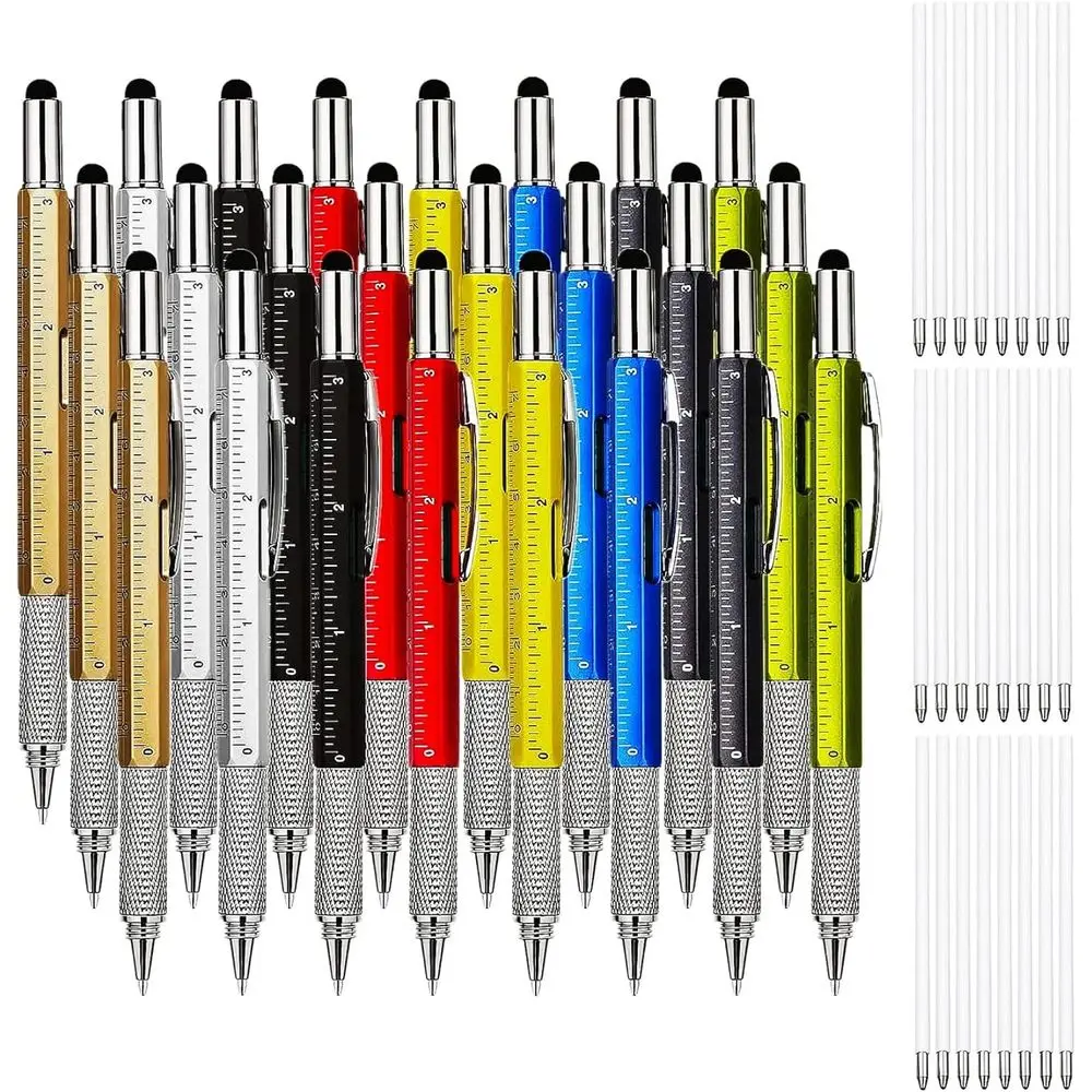 24-Piece 6-in-1 Multi-Tool Pen Set for Father's Day and Christmas Gifts with 8-Color Blue Replacement Refills
24-Piece 6-in-1 Multi-Tool Pen Set for Father's Day and Christmas Gifts with 8-Color Blue Replacement Refills