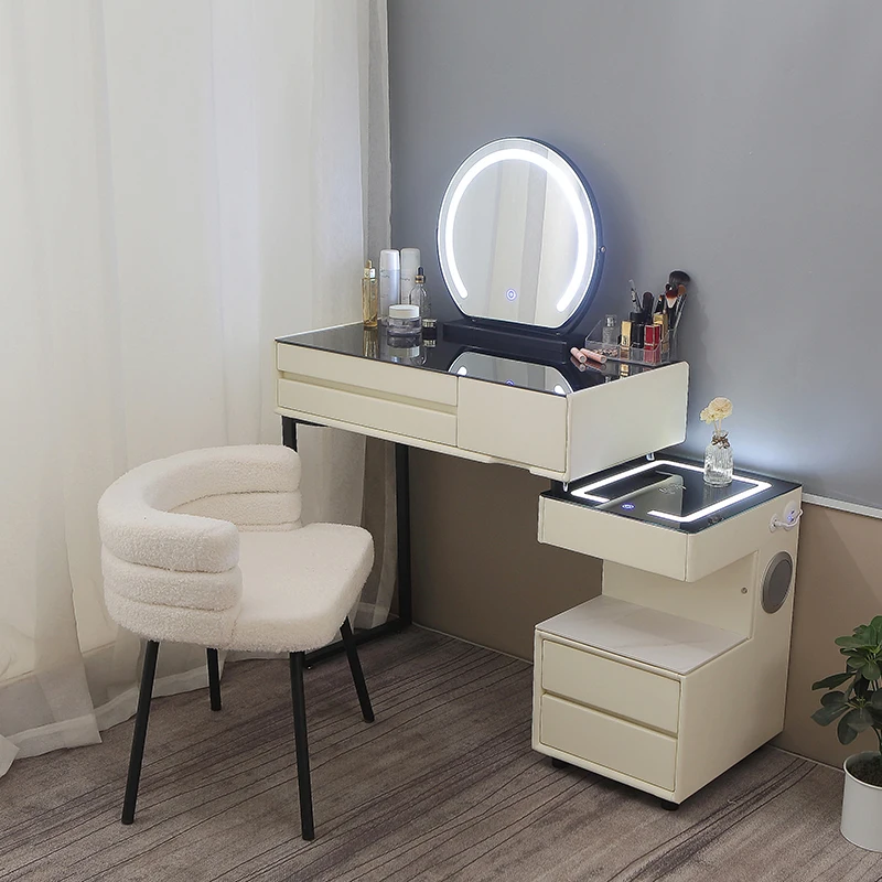 USB Wireless Speaker Storage Cabinet Design Modern Luxurious Bedroom Wooden Dressing Table White Makeup Vanities With Led Mirror
USB Wireless Speaker Storage Cabinet Design Modern Luxurious Bedroom Wooden Dressing Table White Makeup Vanities With Led Mirror