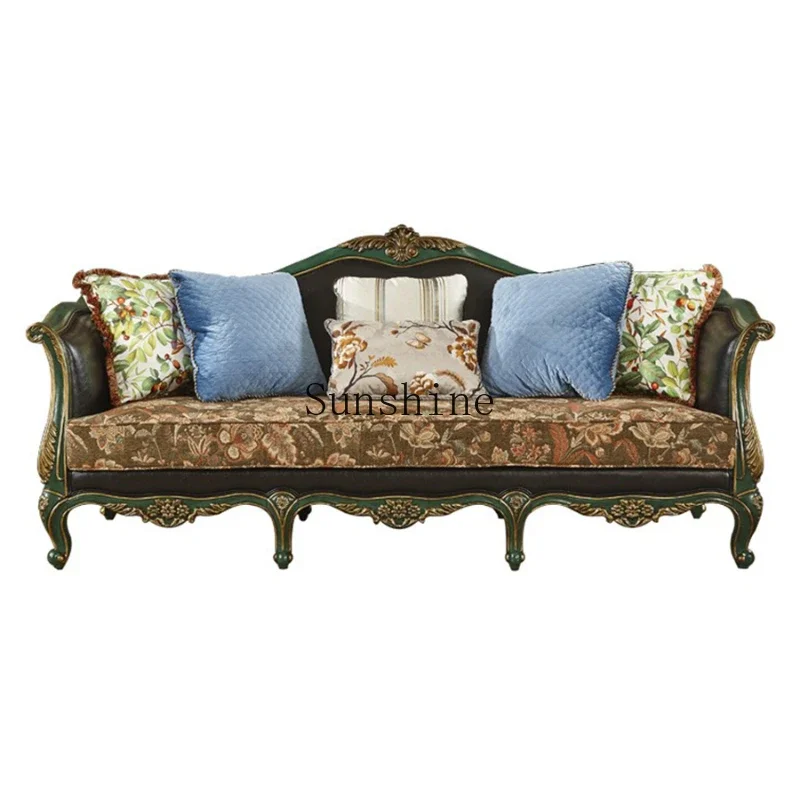 American solid wood leather sofa living room fabric sofa light luxury furniture European combination
American solid wood leather sofa living room fabric sofa light luxury furniture European combination
