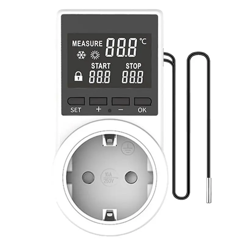 HOT-Thermostat Socket, Heating Cooling Digital Time With Cable With Waterproof Head, LCD Screen Time Socket Probe EU Plug
HOT-Thermostat Socket, Heating Cooling Digital Time With Cable With Waterproof Head, LCD Screen Time Socket Probe EU Plug