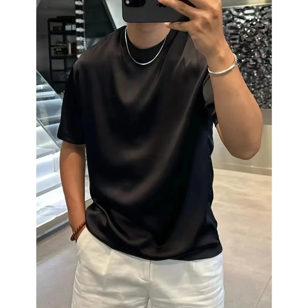 Summer High Quali Silk Acetate Smooth Cool Comfortable Color ort Sve Men's T-irt Loose Luxury f Sve Body...
Summer High Quali Silk Acetate Smooth Cool Comfortable Color ort Sve Men's T-irt Loose Luxury f Sve Body...