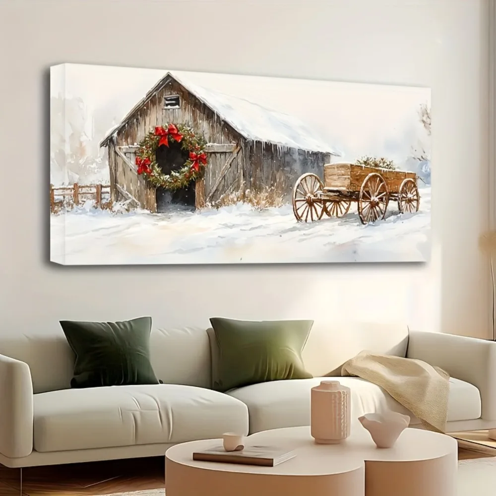 1.5 inch thick pine solid wood frame, winter scene pictures,old red barn canvas mural,winter house painting, interior decoration
1.5 inch thick pine solid wood frame, winter scene pictures,old red barn canvas mural,winter house painting, interior decoration
