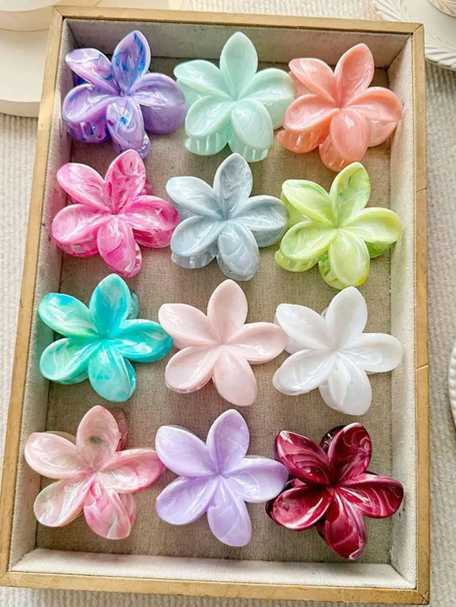 12pcs Oversized Tropical Frangipani Flower Hair Claws For Women Fashion Hair Accessories
12pcs Oversized Tropical Frangipani Flower Hair Claws For Women Fashion Hair Accessories