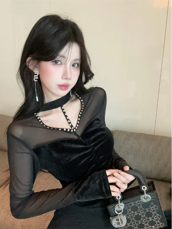 Pure Desire Design Diamond Embedded Velvet Net Long Sve Сексуальный облегающий топ для женщин Осень Зима Новый Sle f Высокий воротник
Pure Desire Design Diamond Embedded Velvet Net Long Sve Сексуальный облегающий топ для женщин Осень Зима Новый Sle f Высокий воротник