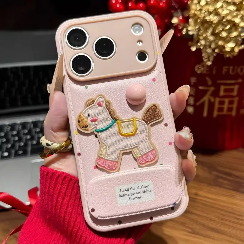 Pink Polka Dot Leather Pattern Mobile Phone Case with Cute Pony Design Mirror Stand Compatible with IPhone 15/16/17 Models
Pink Polka Dot Leather Pattern Mobile Phone Case with Cute Pony Design Mirror Stand Compatible with IPhone 15/16/17 Models