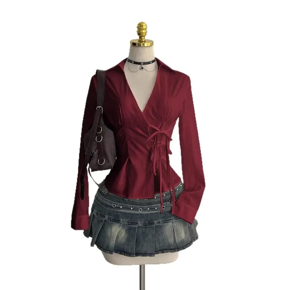 Trendy Slim Fit Women Long Sleeve Shirt Sexy Cinched Waist Tie-waist Shirt Casual Elegant Blouses for women Gothic Street Style
Trendy Slim Fit Women Long Sleeve Shirt Sexy Cinched Waist Tie-waist Shirt Casual Elegant Blouses for women Gothic Street Style