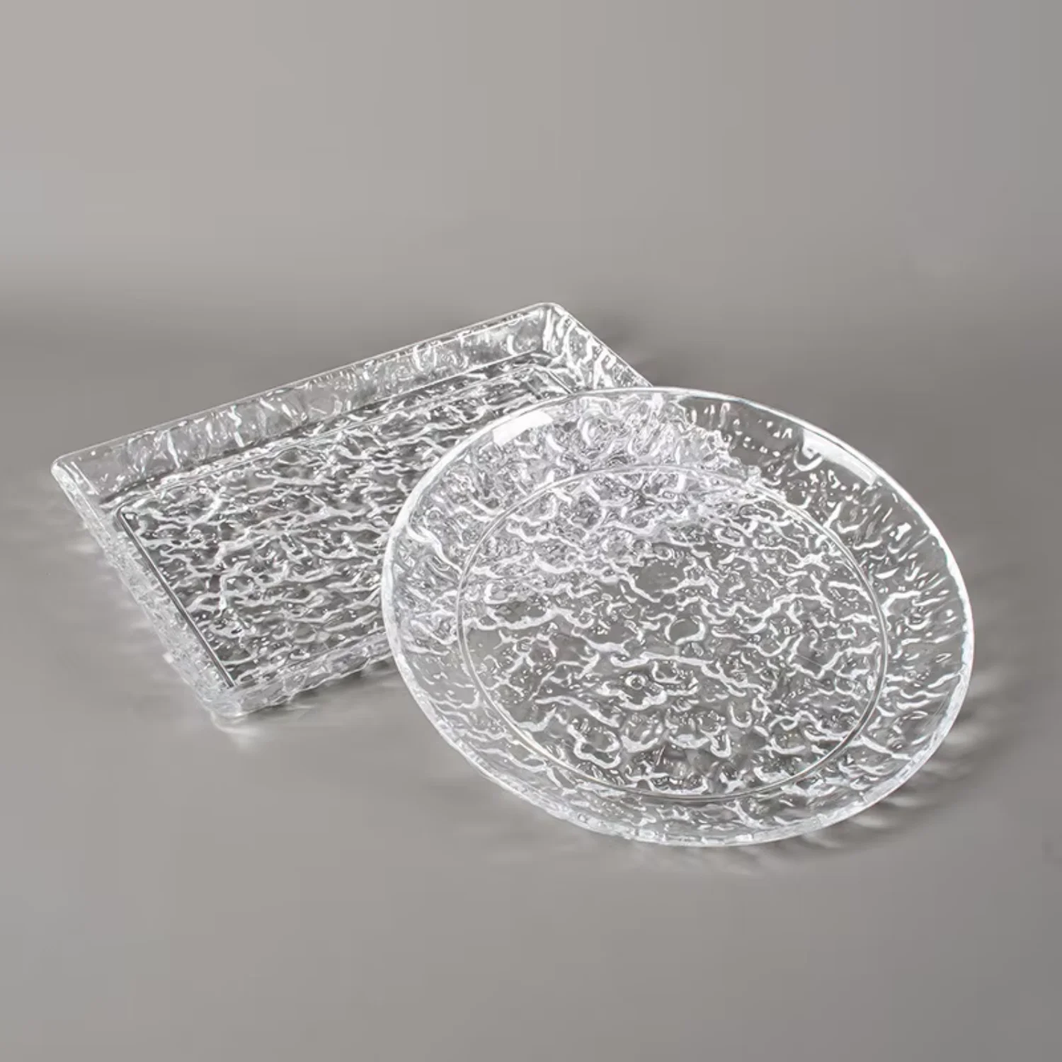 Kli Large round Transparent Snack Plate Plastic Fruit Plate with Ice Grain Pattern for Serving Fruit Decorative Trays
Kli Large round Transparent Snack Plate Plastic Fruit Plate with Ice Grain Pattern for Serving Fruit Decorative Trays