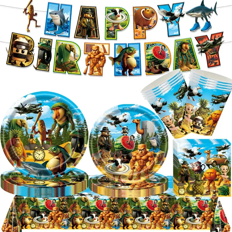 Italian Brainrot Children Party Decoration Tung Tung Sahur Tralalo Cake Cartoon Balloon Cup Plate for Party Favors Supplies Set
Italian Brainrot Children Party Decoration Tung Tung Sahur Tralalo Cake Cartoon Balloon Cup Plate for Party Favors Supplies Set