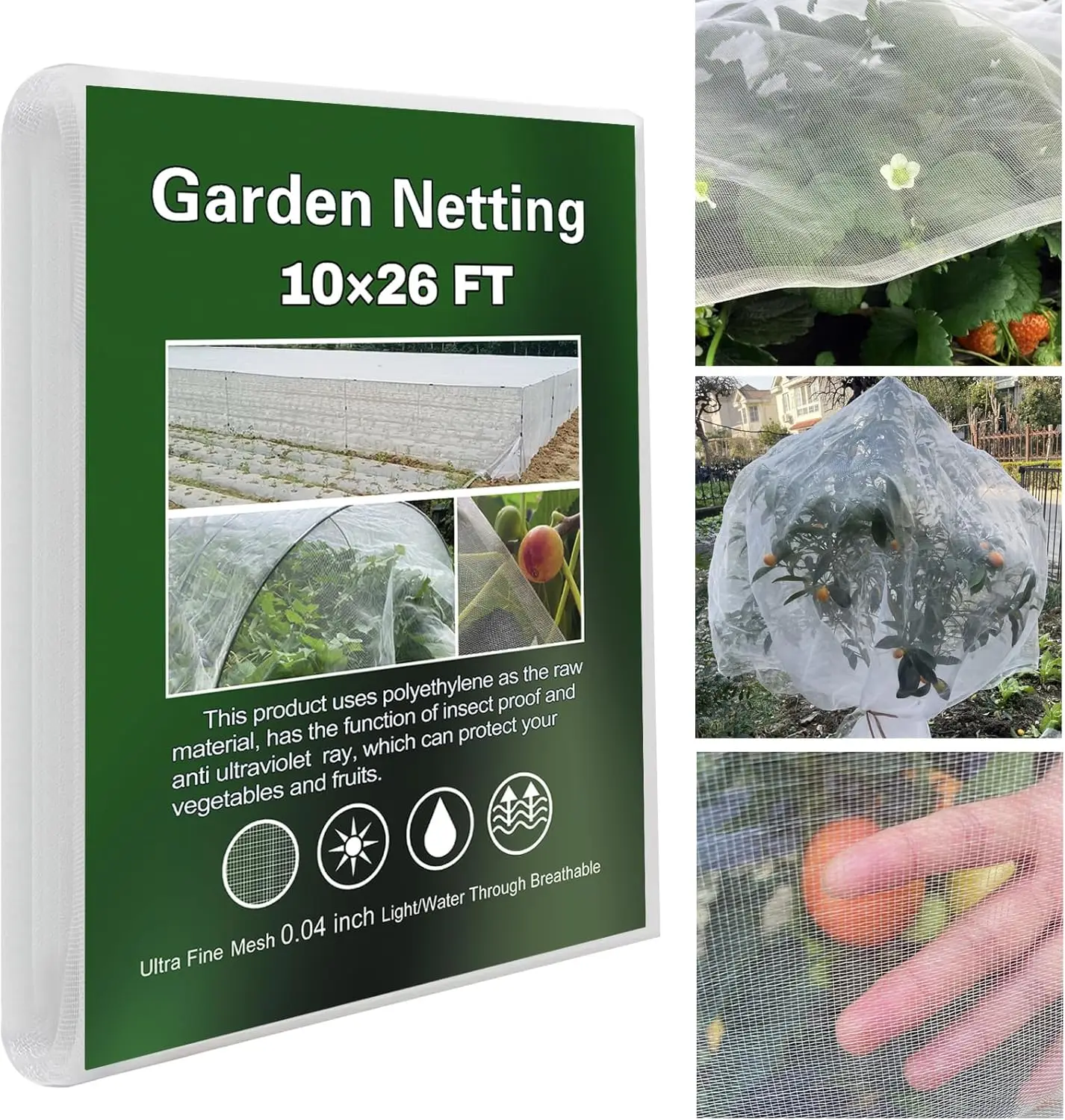 Garden Netting 10x26 ft, Fine Mesh Plant Protection for Vegetables, Fruits, Flowers
Garden Netting 10x26 ft, Fine Mesh Plant Protection for Vegetables, Fruits, Flowers