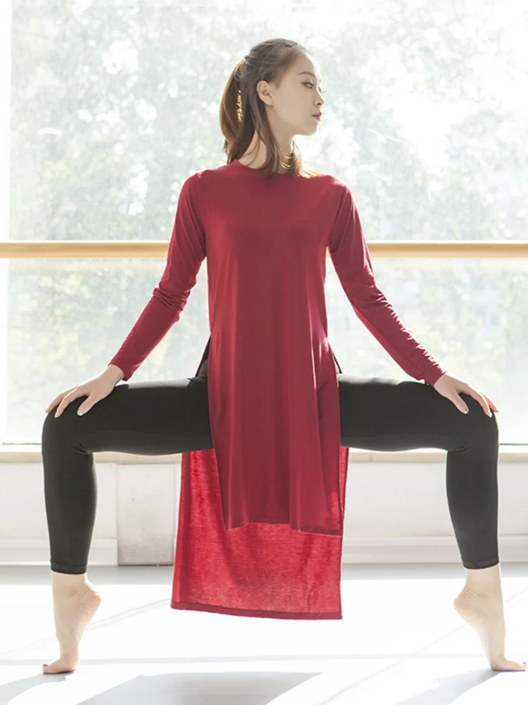 Solid Color Crew Neck Long Sleeve Split Hem Top – Slim Modern Dancewear Shirt for Women, Stage Performance or Practice T-shirt
Solid Color Crew Neck Long Sleeve Split Hem Top – Slim Modern Dancewear Shirt for Women, Stage Performance or Practice T-shirt