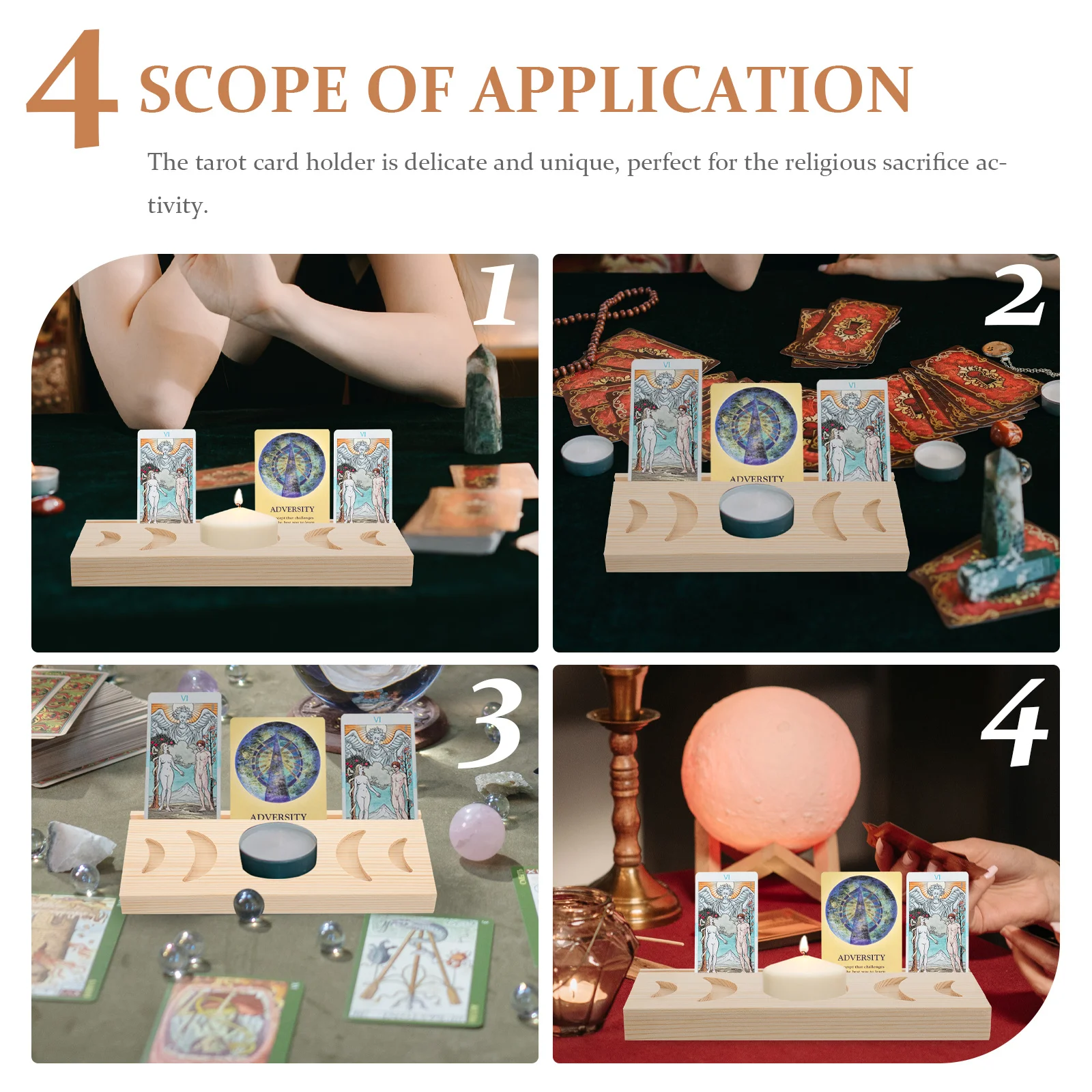 Wooden Tarot Card Holder Moon Decor Rectangular Shape Religious Sacrifice Use Tarot Altar Divination Accessory
Wooden Tarot Card Holder Moon Decor Rectangular Shape Religious Sacrifice Use Tarot Altar Divination Accessory