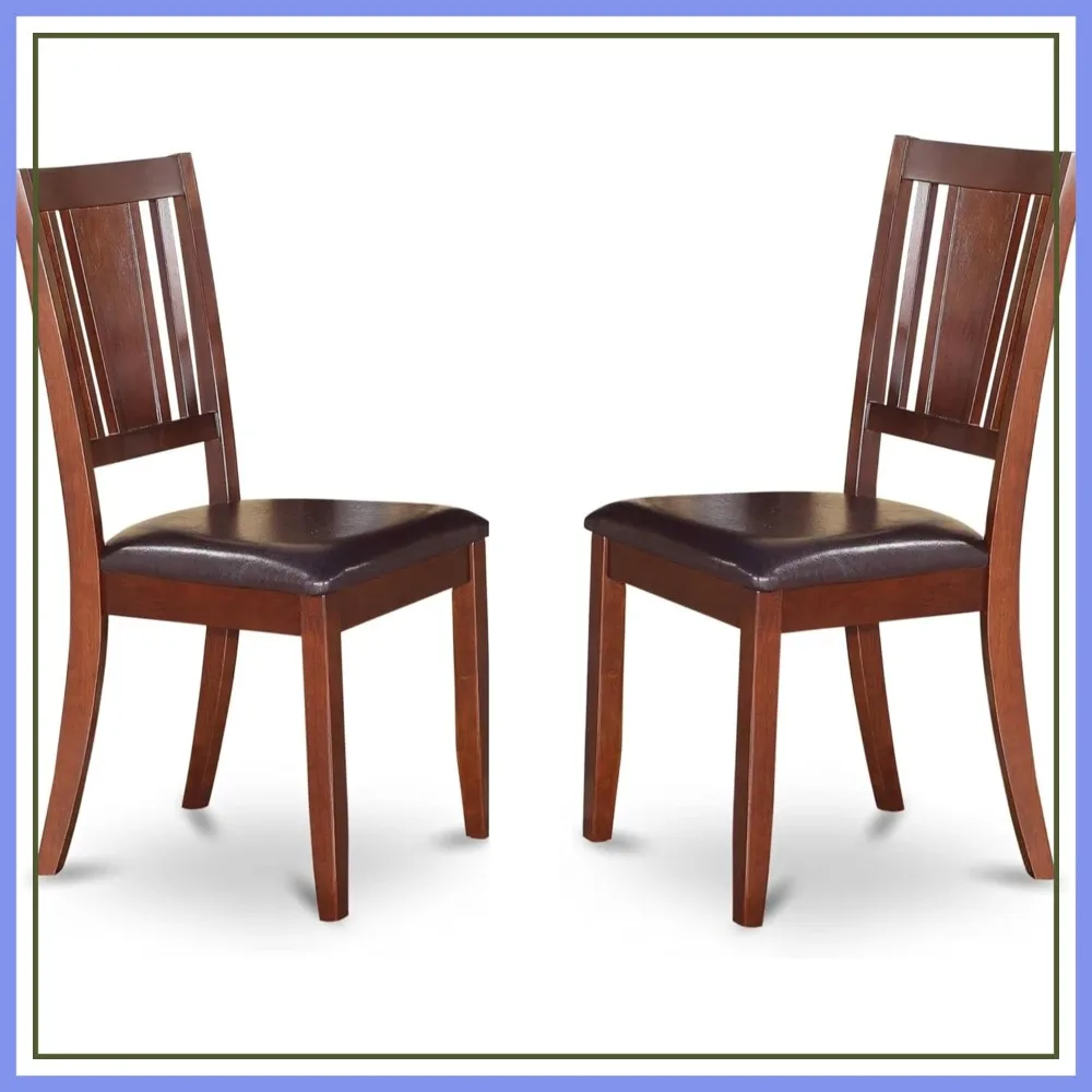 Faux Leather Upholstered Wood Dining Chairs, Set of 2, Mahogany, Modern Style for Kitchen
Faux Leather Upholstered Wood Dining Chairs, Set of 2, Mahogany, Modern Style for Kitchen