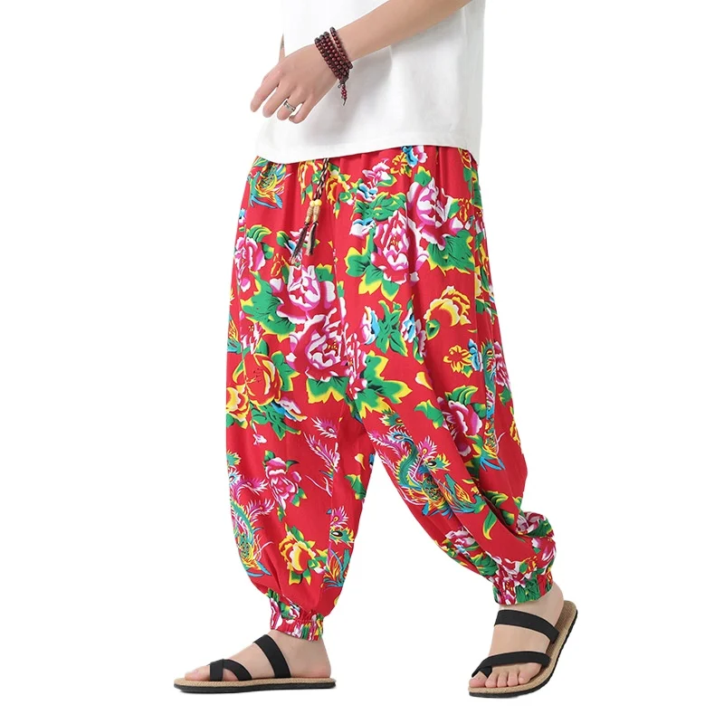 Spring and Summer New Big Flower Casual Pants Men's Loose Wide-leg Leggings Trendy Large Size Loose Bloomers
Spring and Summer New Big Flower Casual Pants Men's Loose Wide-leg Leggings Trendy Large Size Loose Bloomers