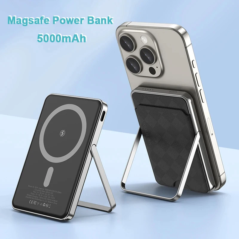 Magsafe Power Bank 5000mAh Magnetic Battery with Stand Card Bag External Battery Fast Charging for IPhone 15 14 PowerBank
Magsafe Power Bank 5000mAh Magnetic Battery with Stand Card Bag External Battery Fast Charging for IPhone 15 14 PowerBank