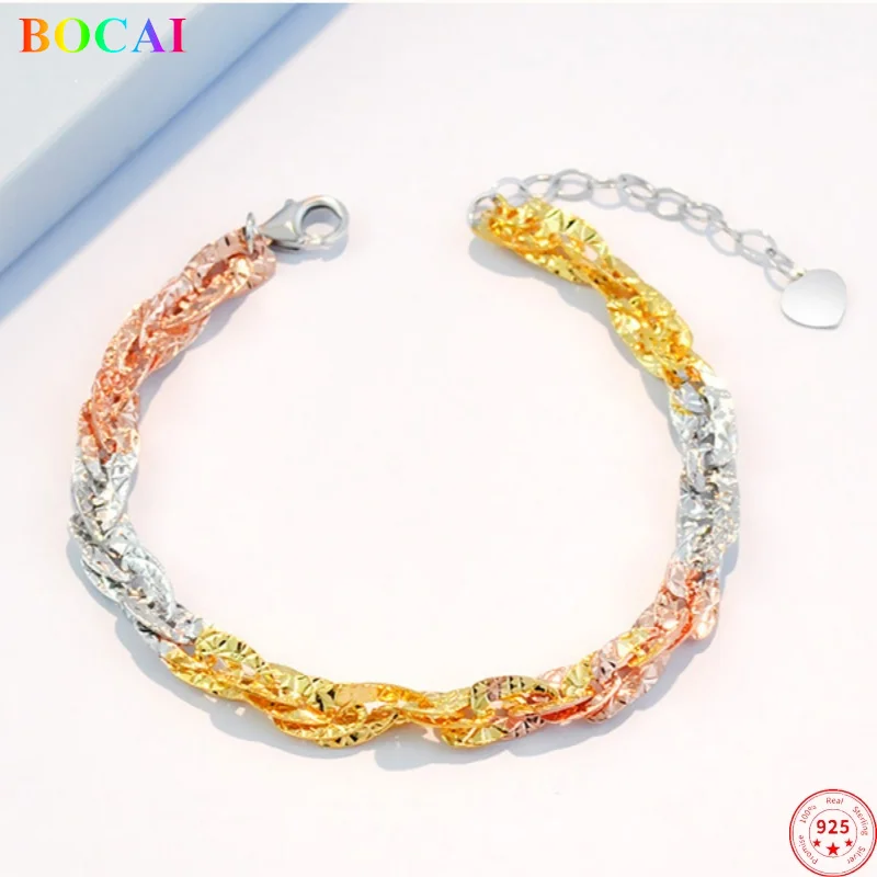 BOCAI Solide S925 Sterling Silver Bracelet for Women 2022 New Fashion Simple Gold Plating Hand String Jewelry for Girlfriend
BOCAI Solide S925 Sterling Silver Bracelet for Women 2022 New Fashion Simple Gold Plating Hand String Jewelry for Girlfriend