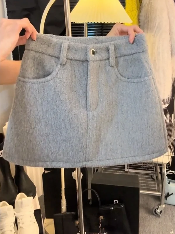 High Waist A-Line Skirt Women's Warm Woolen ey f-length Skirts Autumn Winter New Sle Simple Korean High Faion
High Waist A-Line Skirt Women's Warm Woolen ey f-length Skirts Autumn Winter New Sle Simple Korean High Faion