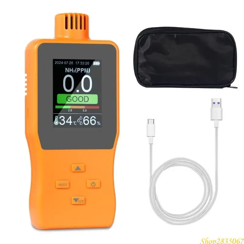 Handheld Ammonia Gas Detectors Digital NH³ Gas Tester 0-100PPM with Large LCD Display Sound Light Alarm 831F