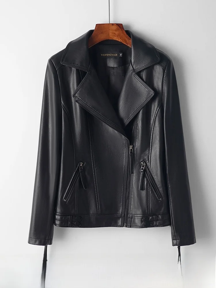 Ning Genuine Leather Jacket Women's Short Style Spring Autumn New Black Sheepskin Coat Zipper Slim Fit Commute Style
Ning Genuine Leather Jacket Women's Short Style Spring Autumn New Black Sheepskin Coat Zipper Slim Fit Commute Style