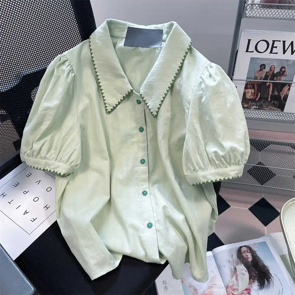Women's Green Shirts and Blouses Y2k 90s Aesthetic Vintage Harajuku Short Sleeve Polo-Neck Shirt 2000s Oversize Clothes Summer
Women's Green Shirts and Blouses Y2k 90s Aesthetic Vintage Harajuku Short Sleeve Polo-Neck Shirt 2000s Oversize Clothes Summer