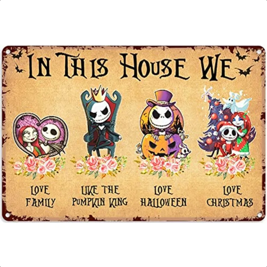 Halloween Christmas Decoration Jack Skeleton And Sally Floral Pumpkin In This House We Love FamilyChristmas Retro Tin Sign Bar
Halloween Christmas Decoration Jack Skeleton And Sally Floral Pumpkin In This House We Love FamilyChristmas Retro Tin Sign Bar