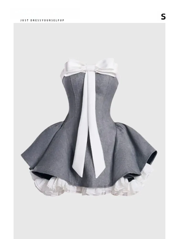 HEZA Elegant Knot Tube Top Dress Women's A-Line Skirt High Waist Short Dress Korean Style Commute Spring Summer
HEZA Elegant Knot Tube Top Dress Women's A-Line Skirt High Waist Short Dress Korean Style Commute Spring Summer