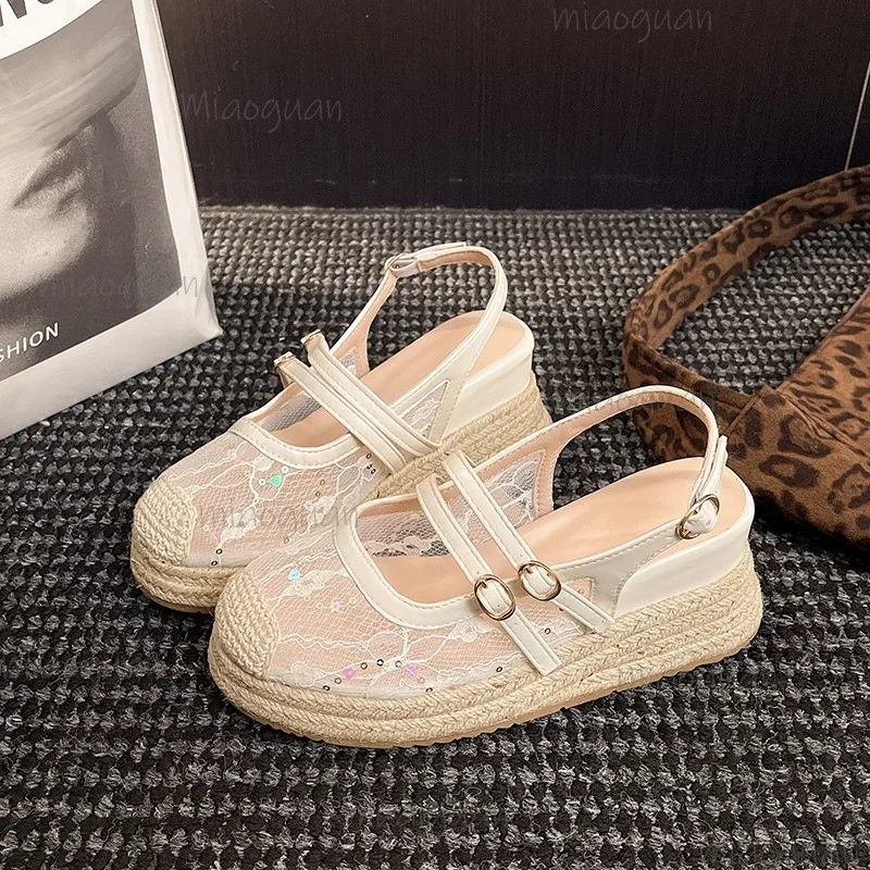 Lace Mesh Espadrille Wedge Sandals for Woman Slingback Platform Summer Casual Shoes Trendy Height Increasing Fisherman Shoes
Lace Mesh Espadrille Wedge Sandals for Woman Slingback Platform Summer Casual Shoes Trendy Height Increasing Fisherman Shoes
