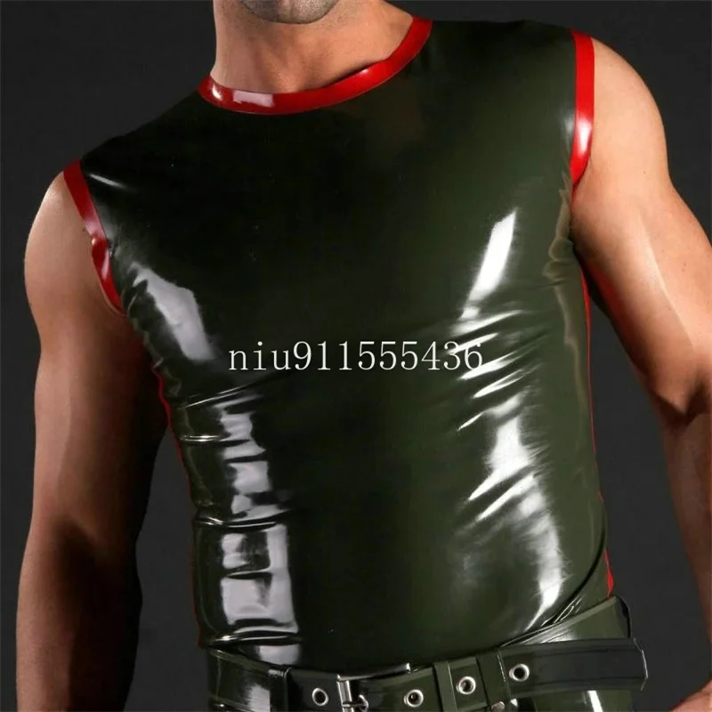 Army Green Latex Men Vest Top Shirt Sleeveless Costume Male Tops Rubber Clothes Wet Look Suit 100% Handmade
Army Green Latex Men Vest Top Shirt Sleeveless Costume Male Tops Rubber Clothes Wet Look Suit 100% Handmade