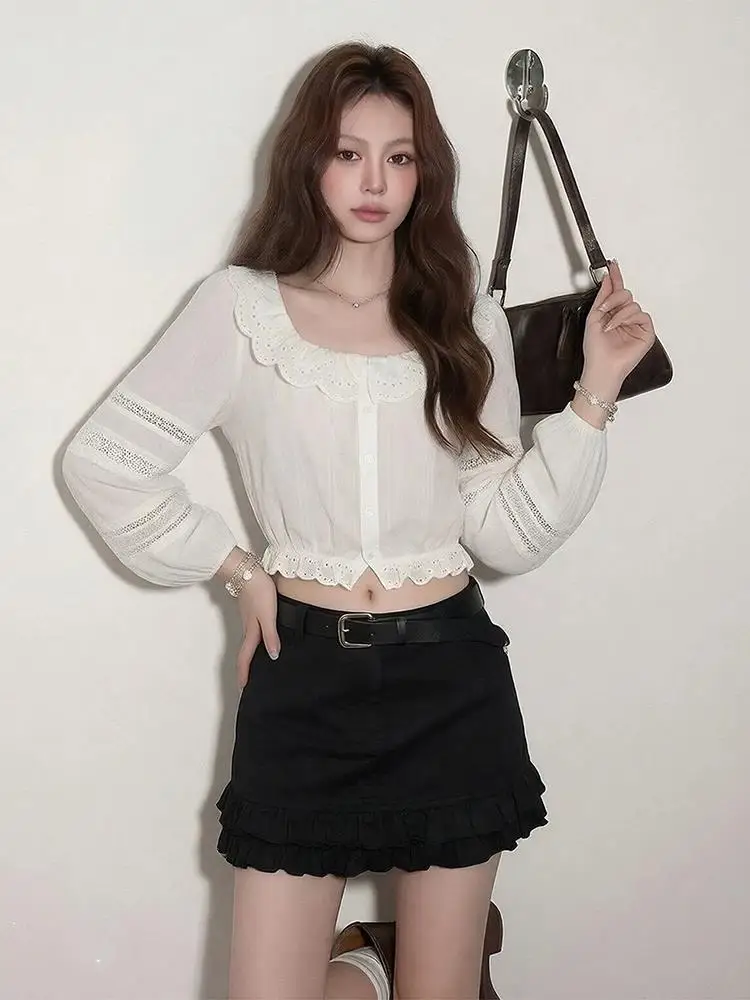 American Style Lace Splice Short Shirt Women's Summer Thin High-End Cool Lace Long Sleeve White Shirt Breathable Skin-Friendly
American Style Lace Splice Short Shirt Women's Summer Thin High-End Cool Lace Long Sleeve White Shirt Breathable Skin-Friendly