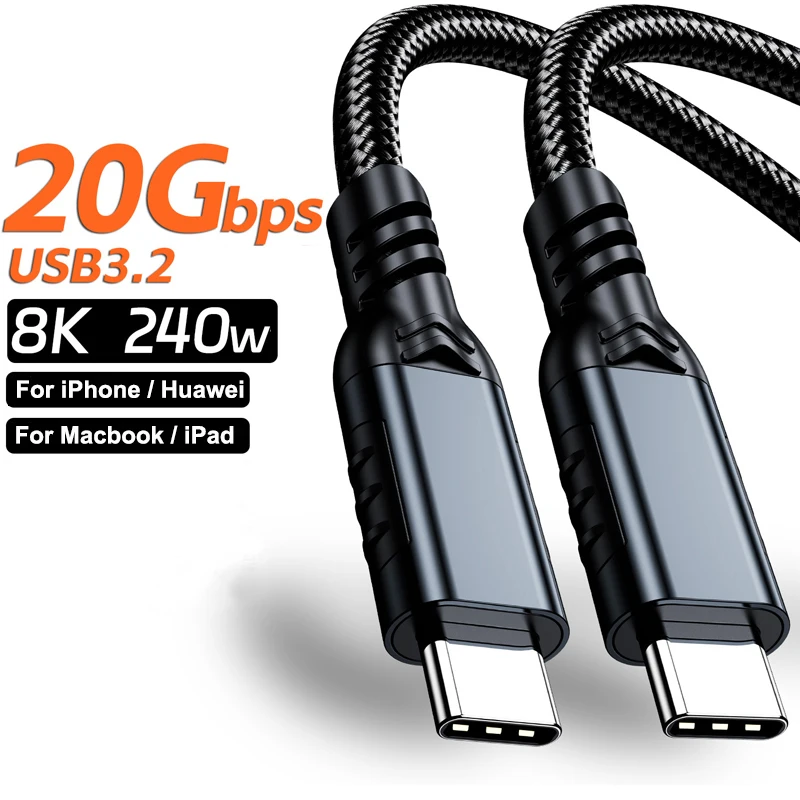 USB 3.2 20Gbps 48V 5A 240W USB C to Type-C 3.2 Gen2 Cable Data Transfer USB C SSD Hard Disk Cable 4K 60Hz QC 3.0 Fast Charging
USB 3.2 20Gbps 48V 5A 240W USB C to Type-C 3.2 Gen2 Cable Data Transfer USB C SSD Hard Disk Cable 4K 60Hz QC 3.0 Fast Charging