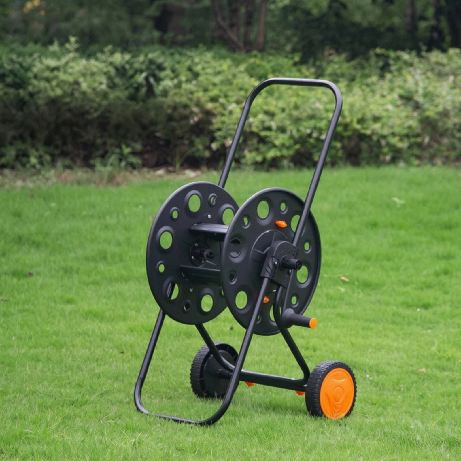 Metal Hose Reel Trolley Black Frame Hose Storage Reel Trolley Orange Accents Watering Use for Car Washing
Metal Hose Reel Trolley Black Frame Hose Storage Reel Trolley Orange Accents Watering Use for Car Washing