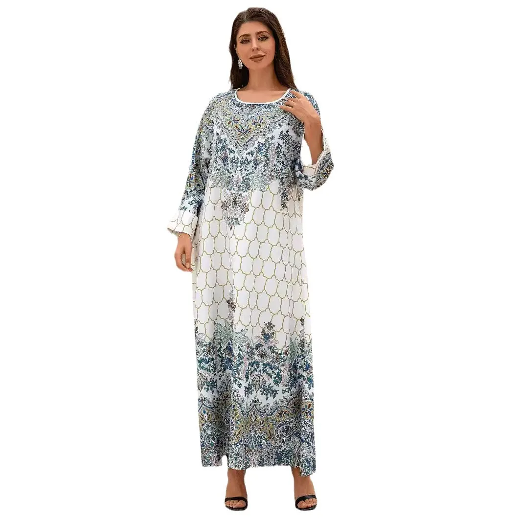 Middle East Foreign Trade New Muslim Dress Printed Dress Ethnic Style Slim-fitting Crew Neck Robe
Middle East Foreign Trade New Muslim Dress Printed Dress Ethnic Style Slim-fitting Crew Neck Robe