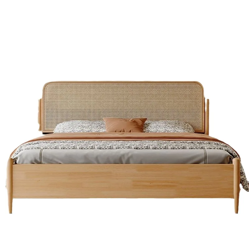 Log wind solid wood rattan bed master bedroom 1.8 meters double storage new Chinese simple home
Log wind solid wood rattan bed master bedroom 1.8 meters double storage new Chinese simple home