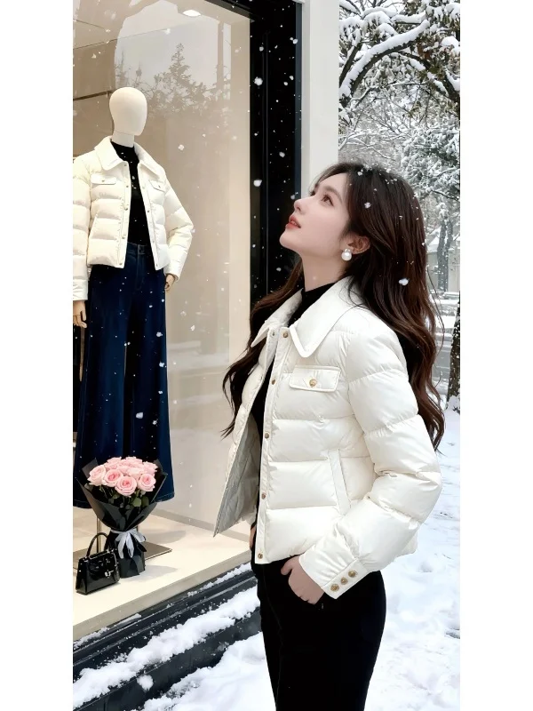 Faionable White Cotton Jaet ort Sle Turn-down Collar Korean System Youthful Korean Version Commute Sle Long Sve
Faionable White Cotton Jaet ort Sle Turn-down Collar Korean System Youthful Korean Version Commute Sle Long Sve
