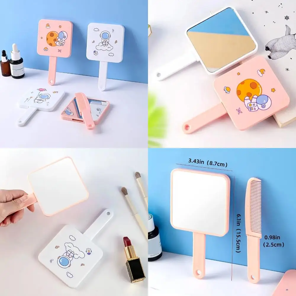 1Pc Handheld Square Mirror With Hair Comb One-piece, Handle Cosmetic Hand Mirror For Home Salon Makeup
1Pc Handheld Square Mirror With Hair Comb One-piece, Handle Cosmetic Hand Mirror For Home Salon Makeup