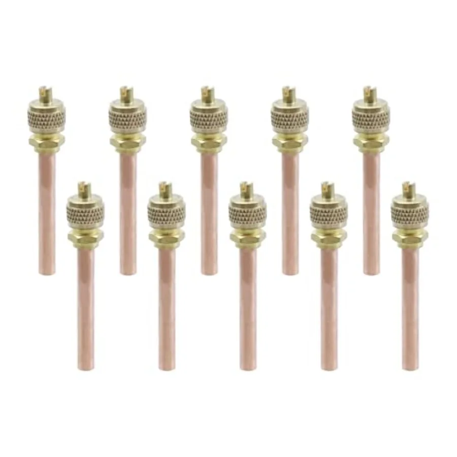 10 Pcs Service Access Valve, Welded Type 1/4" SAE x 1/4" OD x 2.64" Stem Core AC Refrigeration Kit, Hvac Refrigeration Service
10 Pcs Service Access Valve, Welded Type 1/4" SAE x 1/4" OD x 2.64" Stem Core AC Refrigeration Kit, Hvac Refrigeration Service