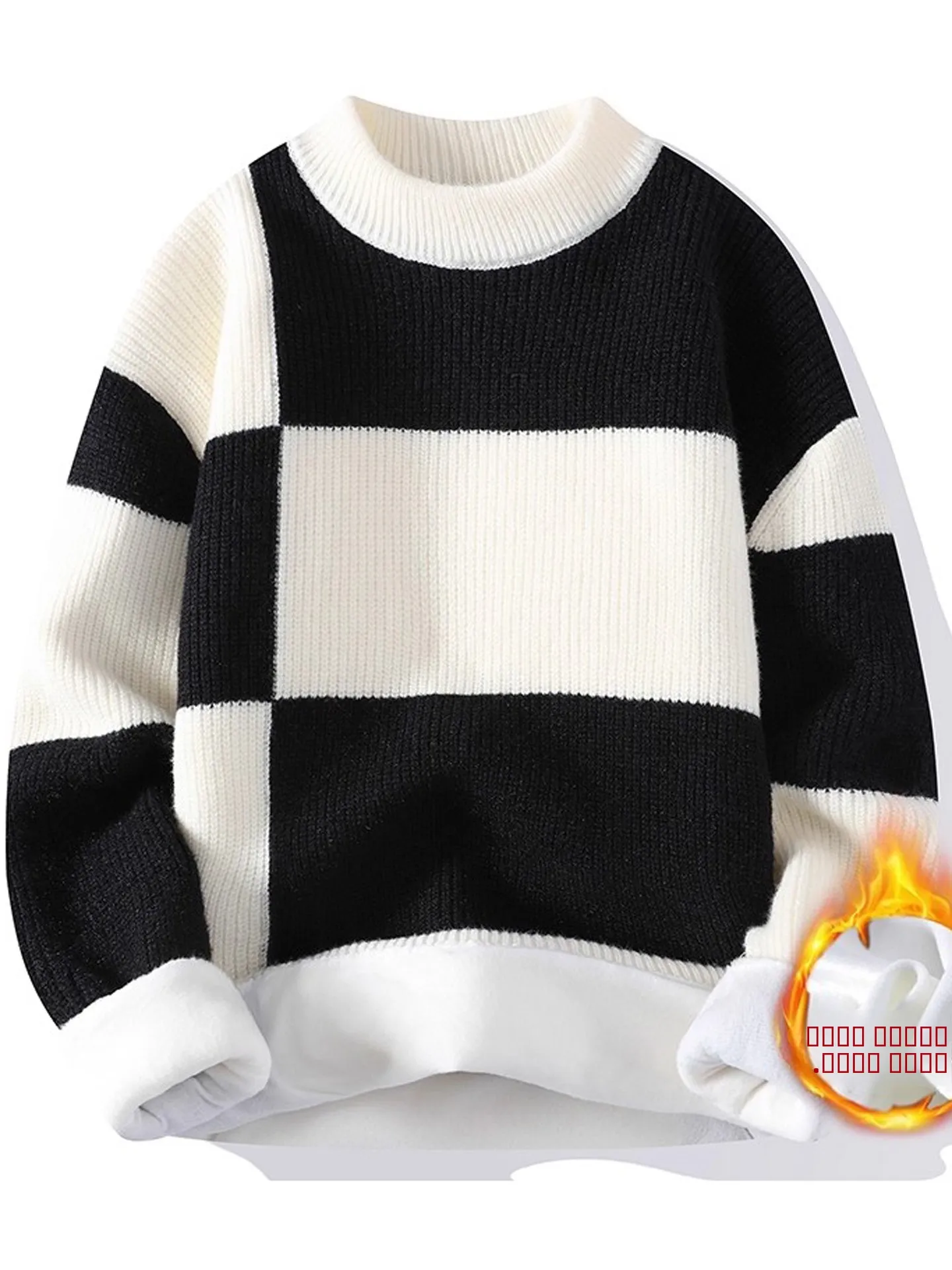 Men's Knitted Fleece Lined Thickened Sweater Autumn Winter Base Layer Shirt Trendy Color Block Design Warm Top Casual Wear
Men's Knitted Fleece Lined Thickened Sweater Autumn Winter Base Layer Shirt Trendy Color Block Design Warm Top Casual Wear