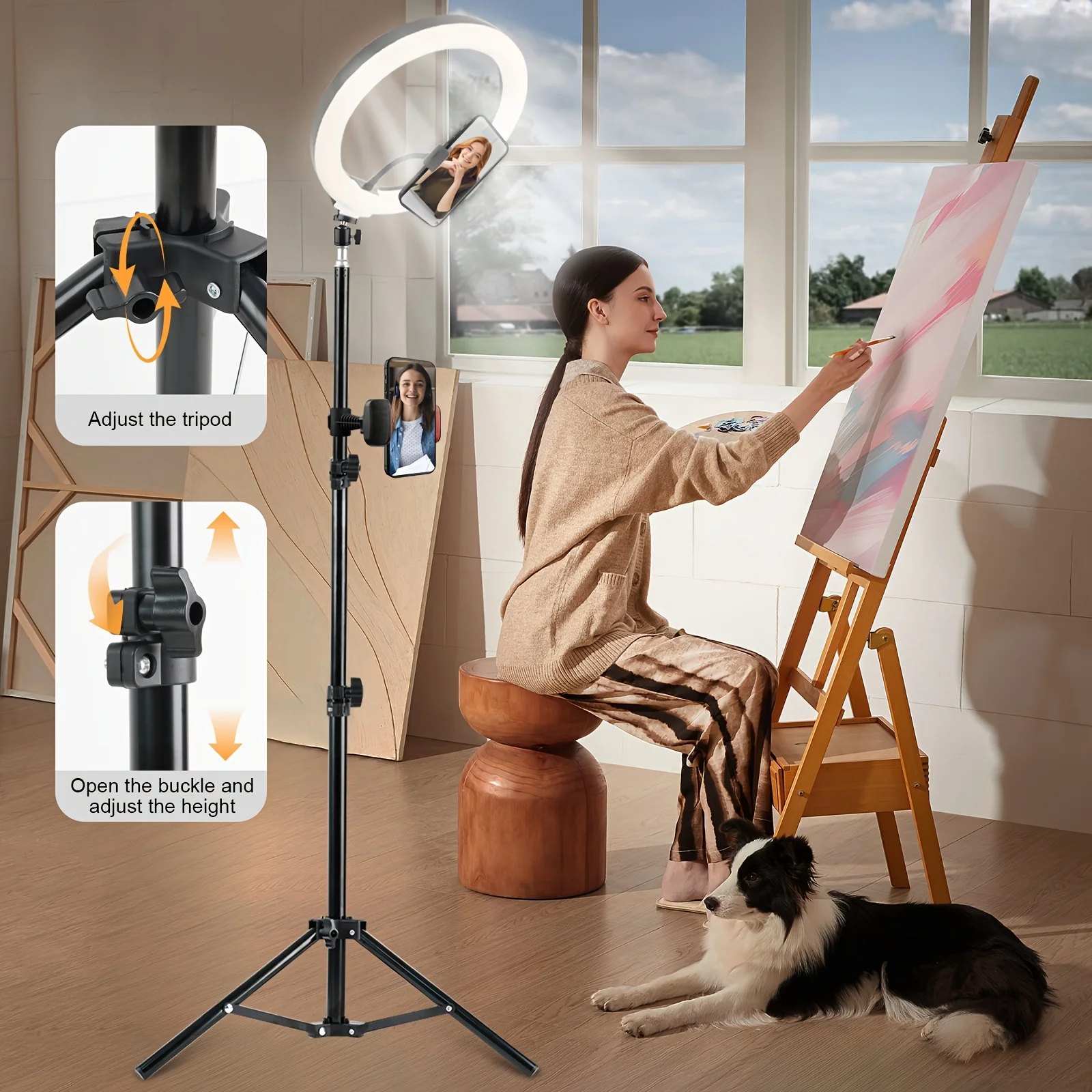 Ring Light Professional with Tripod,10" 12" LED Selfie Ring Lamp with Stand and Phone Holder,Photography Lighting Kit for TikTok
Ring Light Professional with Tripod,10" 12" LED Selfie Ring Lamp with Stand and Phone Holder,Photography Lighting Kit for TikTok