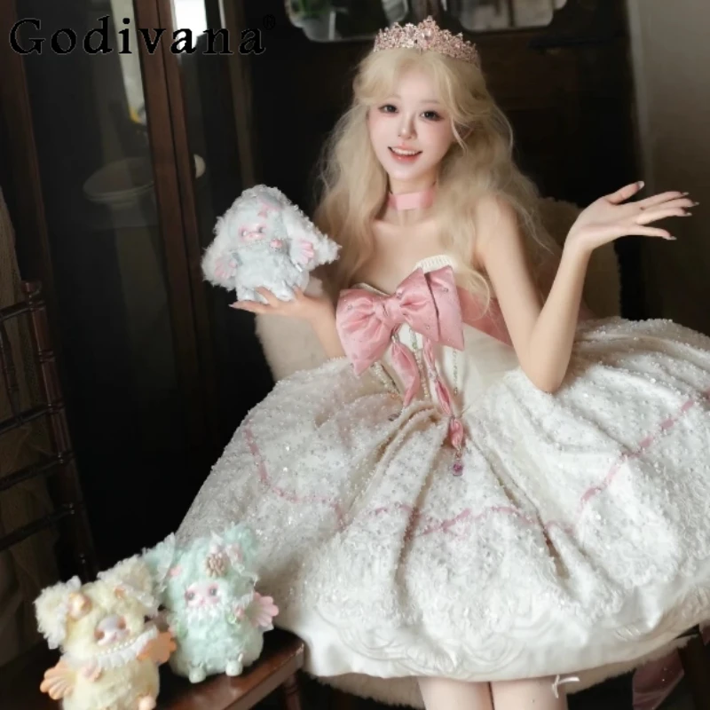 Sweet Girl Cute Doll Feel Elegant Lady Lolita Strapless Dress Adult Ceremony Gown Sweet Dress
Sweet Girl Cute Doll Feel Elegant Lady Lolita Strapless Dress Adult Ceremony Gown Sweet Dress