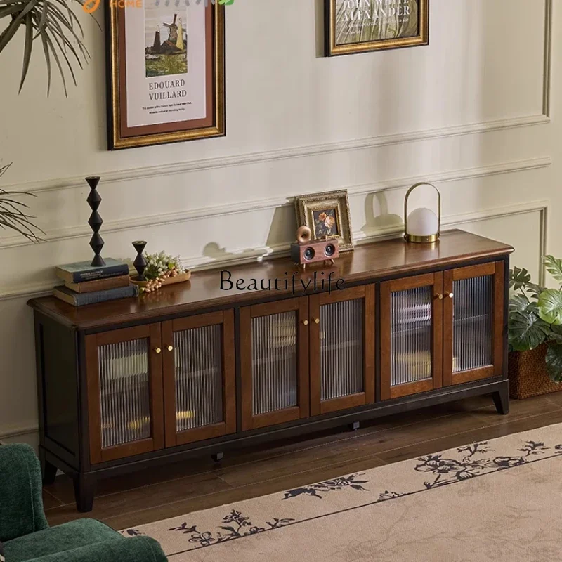 03.American retro all-solid wood storage integrated living room French TV cabinet
03.American retro all-solid wood storage integrated living room French TV cabinet