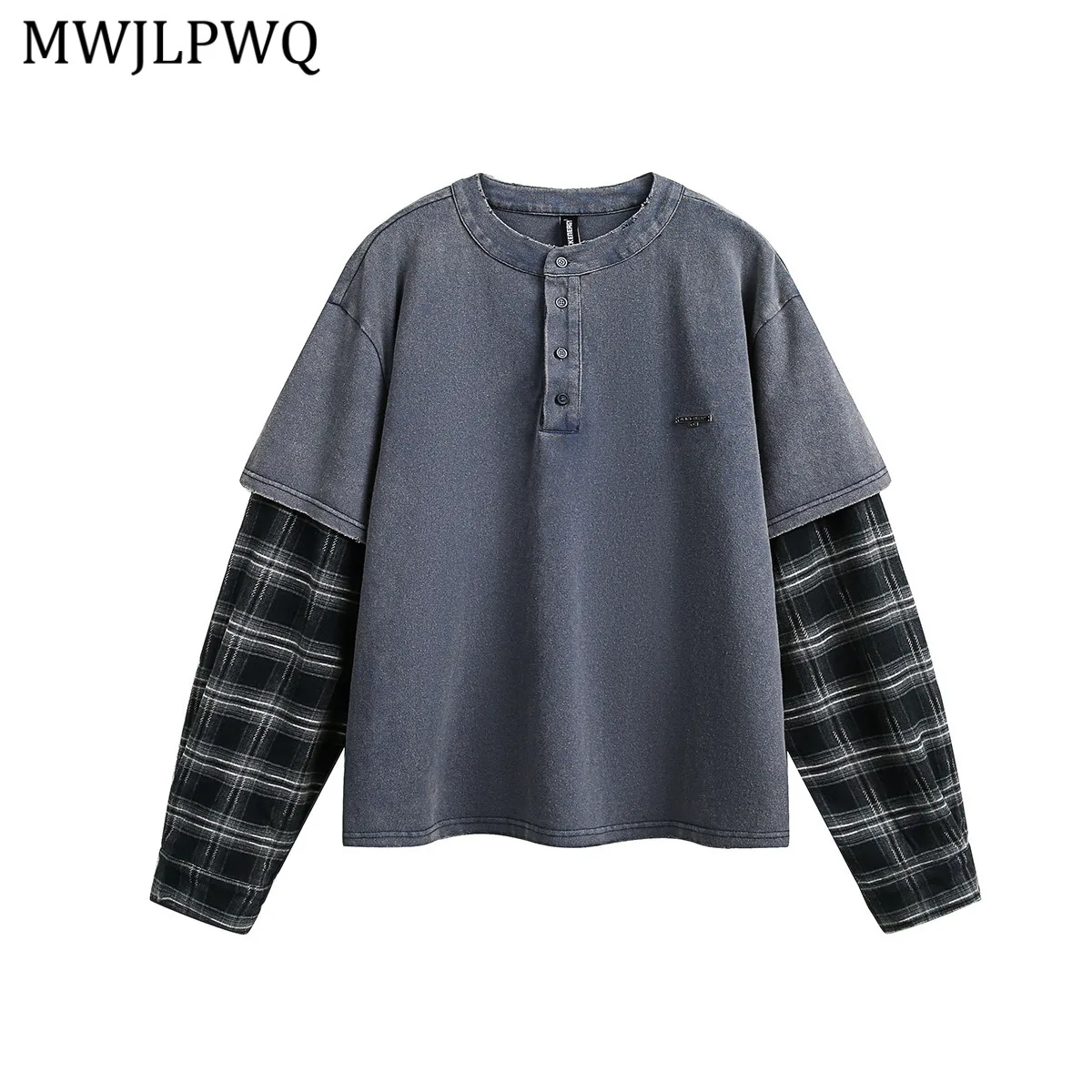 MWJLPWQ Men's American Street Washed Plaid Sweatshirt Button Niched Design Fake Two-Piece Round Collar Casual Tops Trendy 20943
MWJLPWQ Men's American Street Washed Plaid Sweatshirt Button Niched Design Fake Two-Piece Round Collar Casual Tops Trendy 20943