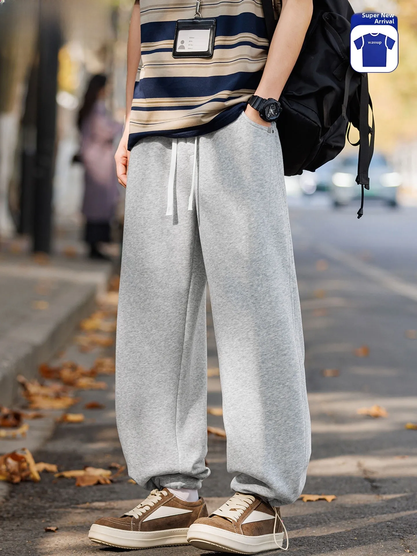 Wassup Dozen Men's Casual Straight Leg Pants Grey Drawstring Versatile Spring New Wide Leg Sweatpants Loose Fit Cotton Polyester
Wassup Dozen Men's Casual Straight Leg Pants Grey Drawstring Versatile Spring New Wide Leg Sweatpants Loose Fit Cotton Polyester