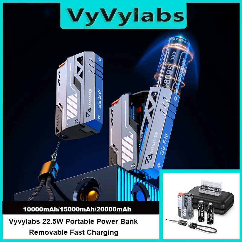 vyvylabs Portable Power Bank Removable Replaceable Battery Pack 20000mAh 22.5W Fast Charging External Battery for iPhone Samsung
vyvylabs Portable Power Bank Removable Replaceable Battery Pack 20000mAh 22.5W Fast Charging External Battery for iPhone Samsung