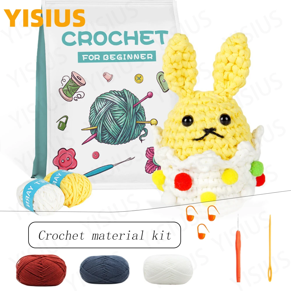 Handmade Knitted Easter Bunny Amigurumi Doll DIY Crochet Kit with English Pattern for Easter Decoration Friendly for Beginner
Handmade Knitted Easter Bunny Amigurumi Doll DIY Crochet Kit with English Pattern for Easter Decoration Friendly for Beginner