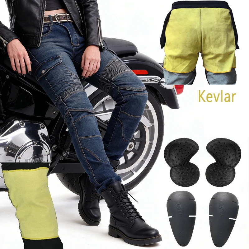 Women's Spring Autumn Kevlar Aramid Motorcycle Riding Jeans Black Blue Wear Resistant Motocross Protective Pants 06
Women's Spring Autumn Kevlar Aramid Motorcycle Riding Jeans Black Blue Wear Resistant Motocross Protective Pants 06