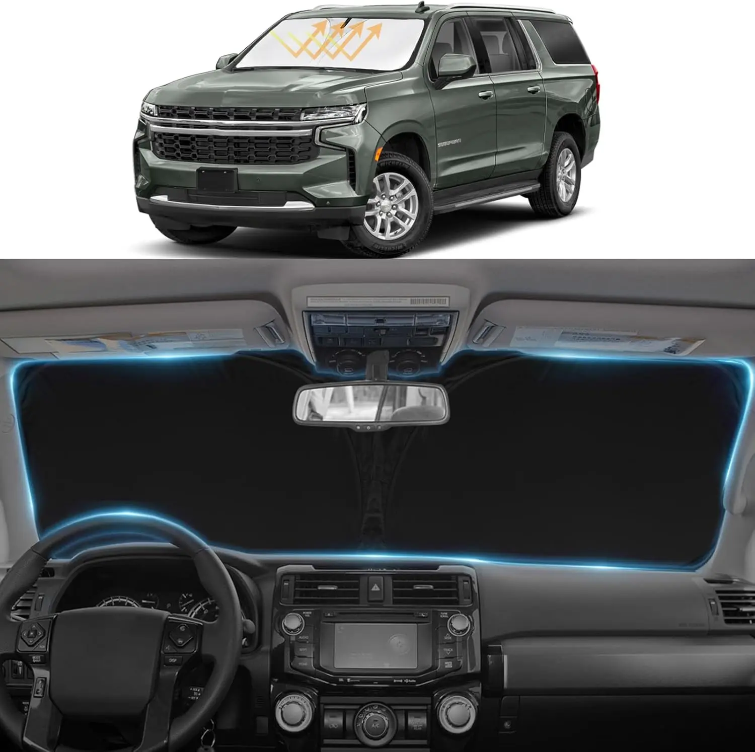Солнцезащитный козырек на лобовое стекло для 2021-2023 2024 2025 Chevrolet Chevy, аксессуары для пригородных поездов, двухслойное светоотражающее лобовое стекло 240T
Солнцезащитный козырек на лобовое стекло для 2021-2023 2024 2025 Chevrolet Chevy, аксессуары для пригородных поездов, двухслойное светоотражающее лобовое стекло 240T