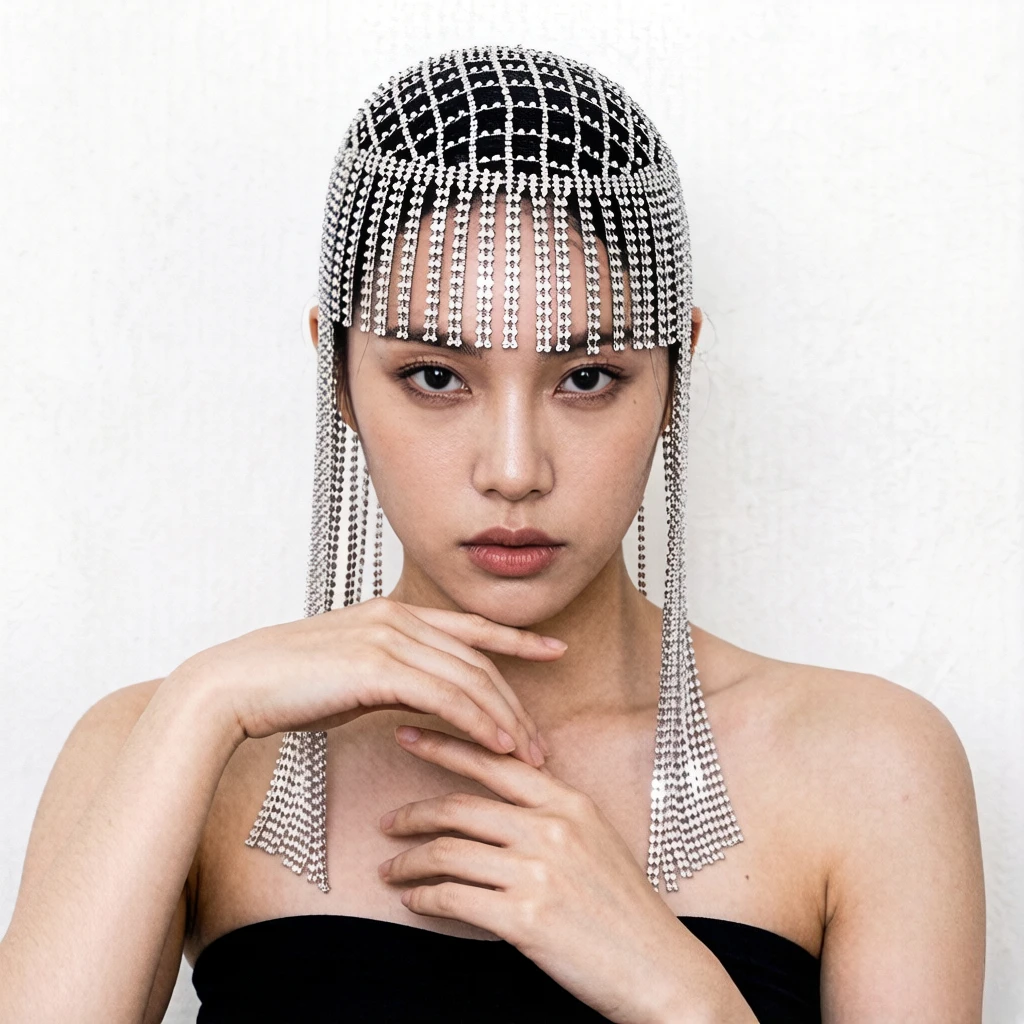 1Pc Silver Full Rhinestone Tassel Hair Chain, glamorous European style, elegant headwear for wedding, banquet and cosplay.
1Pc Silver Full Rhinestone Tassel Hair Chain, glamorous European style, elegant headwear for wedding, banquet and cosplay.