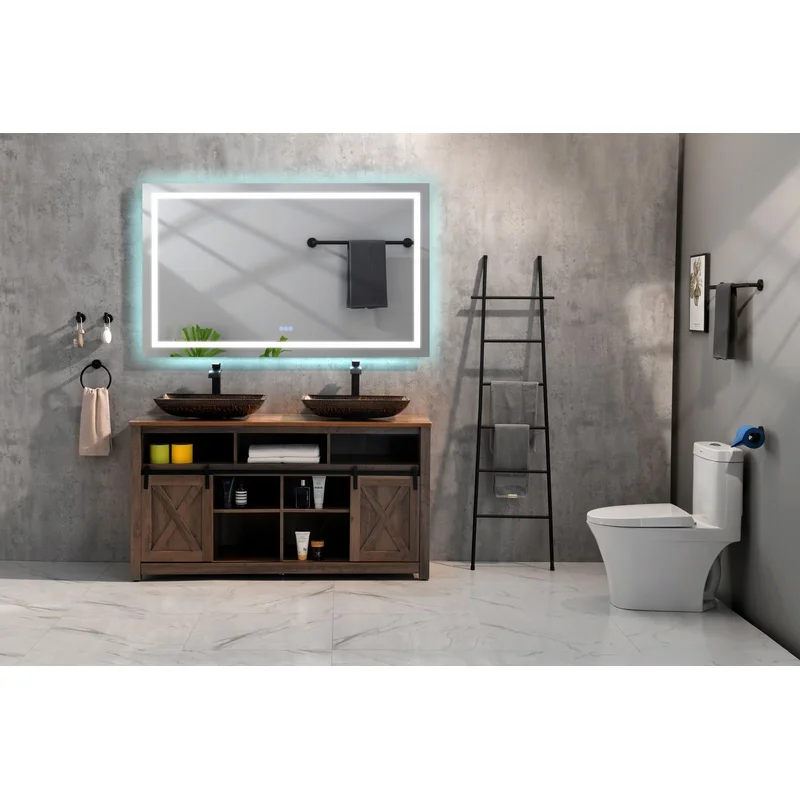 60" LED Vanity Mirror with Front & Backlight, Anti-Fog, Memory, 3 Color Temperatures, Dimmable Wall-Mounted Bathroom Mirror
60" LED Vanity Mirror with Front & Backlight, Anti-Fog, Memory, 3 Color Temperatures, Dimmable Wall-Mounted Bathroom Mirror